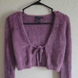 Forever 21 Purple Fuzzy Cropped Sweater